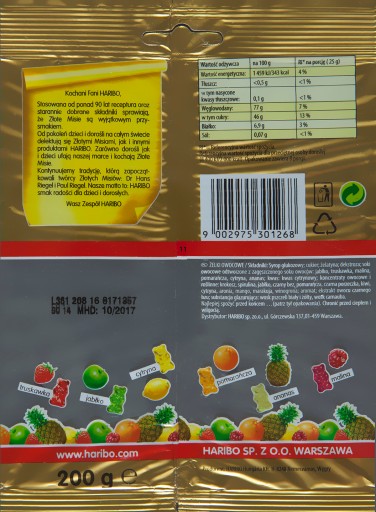 Haribo ovocné želé zlaté medvedíky 200g