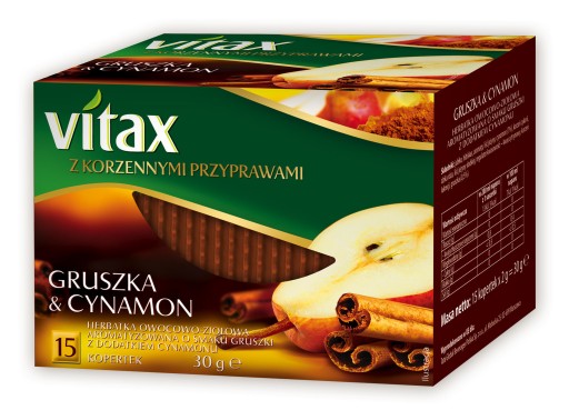 Vitax Čaj Hruška a škorica 15 obálok 2g