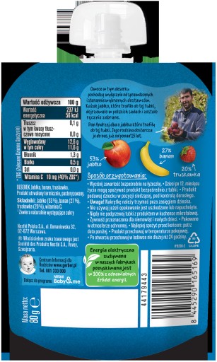 Gerber Mousse Dezert Jablko Banán Jahoda po 6 mesiacoch 80 g