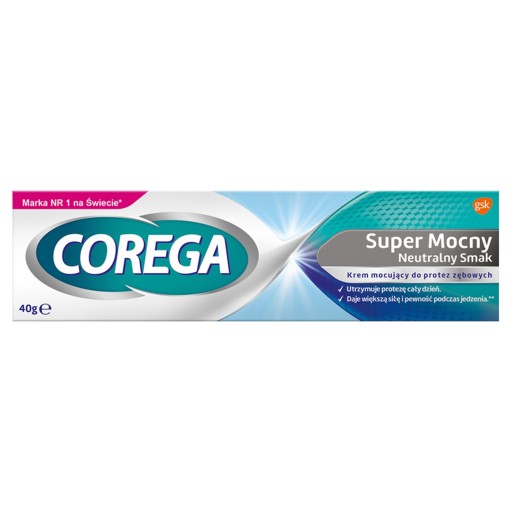 Corega, lepiaci krém na zubné protézy, super silná, neutrálna chuť, 40 g