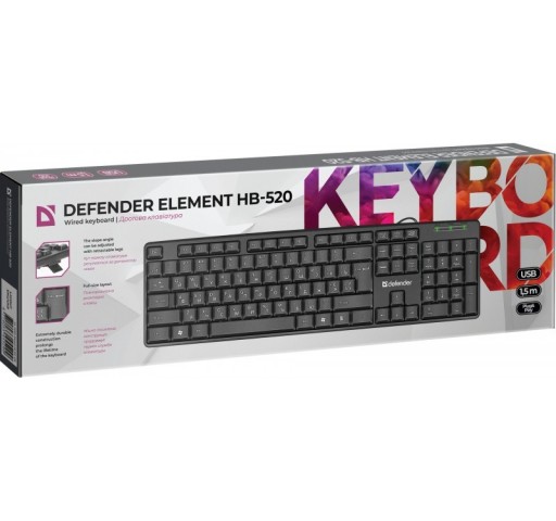 Defender ELEMENT HB-520 USB drôtová klávesnica, čierna