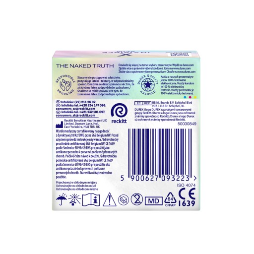 DUREX INVISIBLE priliehavé kondómy, slim fit kondómy, 3 ks