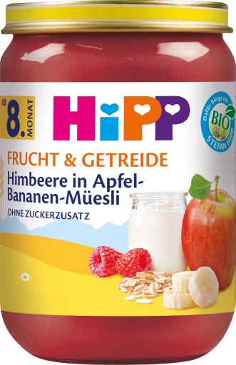 HIPP BIO Müsli Malina Jablko Banán Cereálie Jogurt 8m 190g