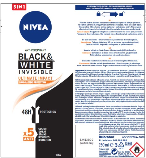 NIVEA Dámsky antiperspirant BLACK&WHITE 150ml