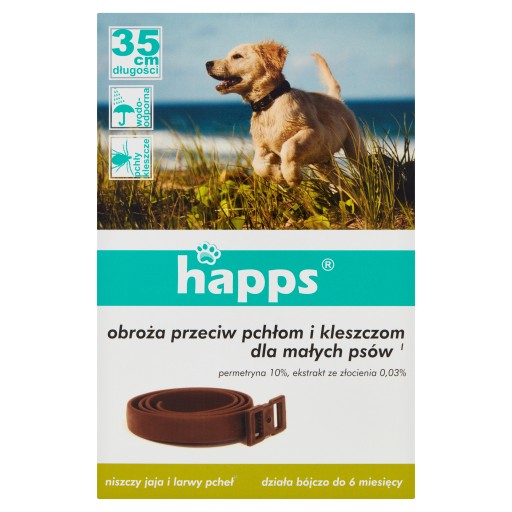 Obojok Happs proti blchám a kliešťom, ochrana pre malých psíkov, dĺžka 35 cm