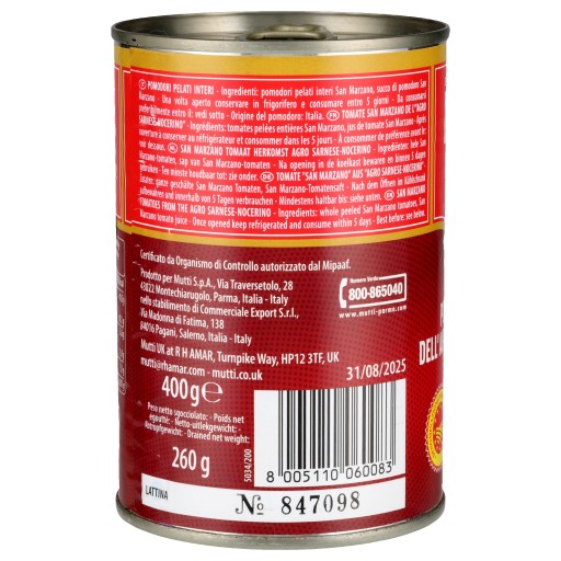 San Marzano Mutti celé paradajky bez šupky 400 g