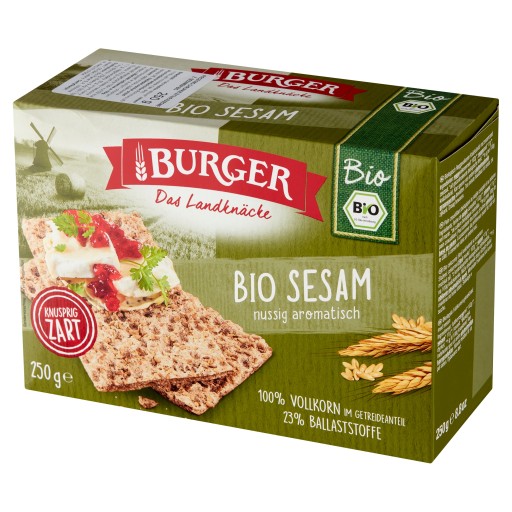 BIELY RAŽNÝ CHRÁMKA CHLIEB SO SEZAMOVÝMI SEMIENKAMI, BIO, 250 g - BURGER