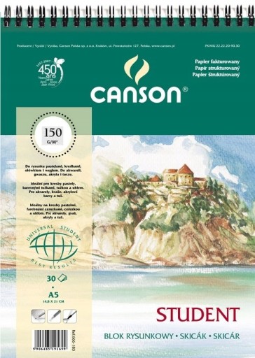 CANSON ŠTUDENTSKÝ BLOK A5 150G 30 listov