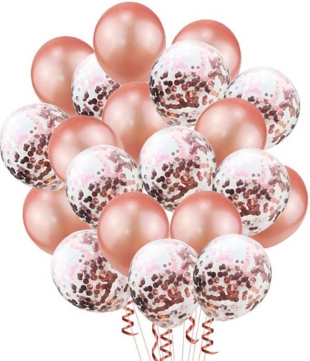 ROSE GOLD konfetové balóniky ROSE GOLD na výročie svadby narodeniny párenie 20 ks