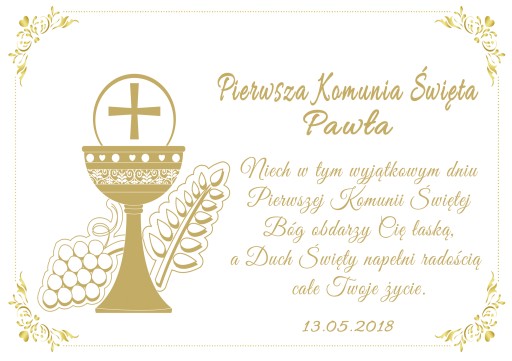 Oblátka na tortu Sväté prijímanie A4 Meno Dátum