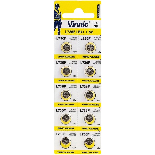 Vinnic L736-F LR41 AG3 192 V3GA 1,5V batérie 10ks