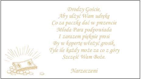Vložky s básňou na svadobné oznámenia, 25 ks prosba o peniaze