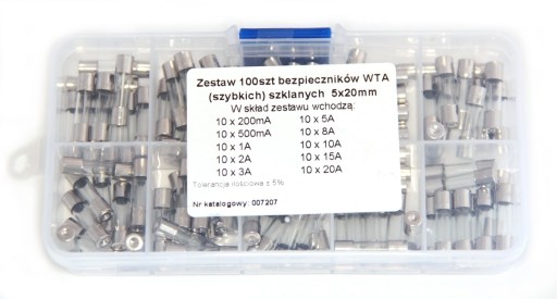 Sada 10x10 poistiek 5x20mm organizér 100 ks