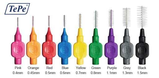 TePe MIX Zubné kefky /0,4mm-0,8mm/ 6 ks.