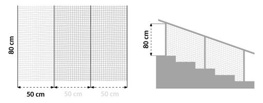 BIELA SIEŤ 80 cm OCHRANA NA SCHODY BALUSTRADE MEZZER POSTEĽ