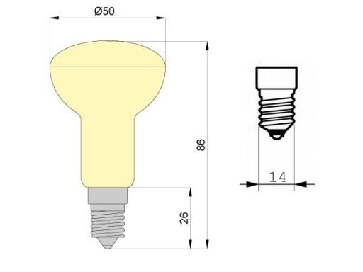 Žiarovka R50 E14 40W Reflektor hubová matná
