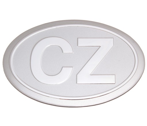 HLINÍKOVÝ ZNAK ČESKÁ REPUBLIKA CZ CHROME 3D NÁLEPKA