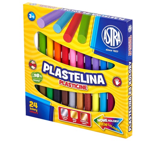 24 živých farieb PLASTICINE ASTRA SCHOOL CLASSIC ROUND ELASTIC