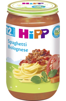 Hipp Bio večera Špagety Bolognese s hovädzím mäsom 12m 250g