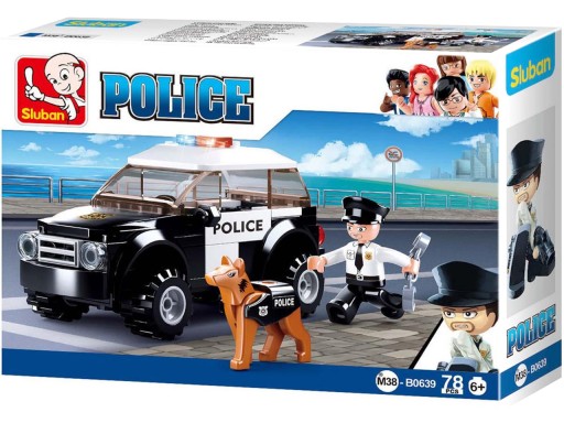 BLOCKI SLUBAN POLICAJNÉ AUTO + PSÍ POLICAJT 78 ELEMENTOV.