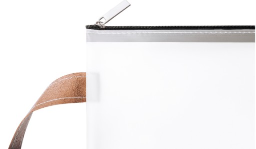 Zipsový ZPISOVAČ S RÚČKOU, TRANSPARENTNÝ, MLIEČNY, ELEGANTNÝ, EKO PUZDRO