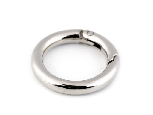 Kovová karabínka, kruhové zapínanie, 32 mm, strieborná