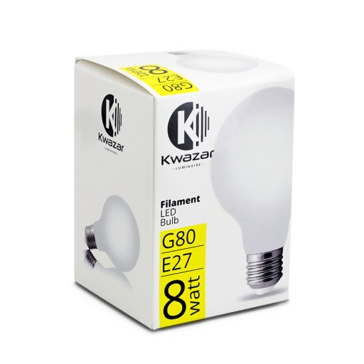 LED žiarovka E27 Filament 8W G80 žiarovka 8cm MILKY