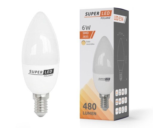 E14 LED žiarovka 6W 480lm SuperLED sviečková sviečka