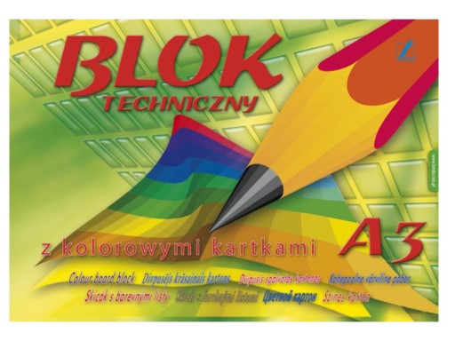 Farebná školská technická podložka A3, 10 listov