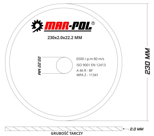 DISKY KOVOVÉ KOTOUČE REZNÉ 230x2 MAR-POL