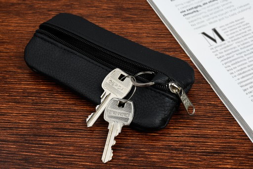 KEY CASE veľká obojstranná kožená plochá dlhá priestranná kľúčenka