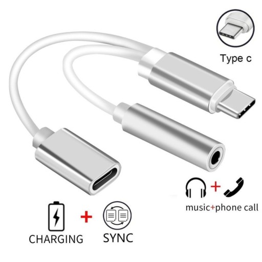 Adaptér USB-C na Mini Jack 3,5 mm + napájanie USB-C