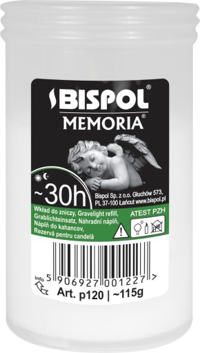 Parafínová vložka do sviečok Bispol MEMORIA 9,5 cm