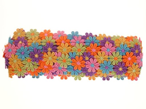 ČIPKOVÁ STUHA - VEĽKÉ FAREBNÉ KVETY 2,7cm - 08