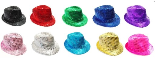 Flitrový klobúk, hviezda, flitre, FEDORA, LED farby