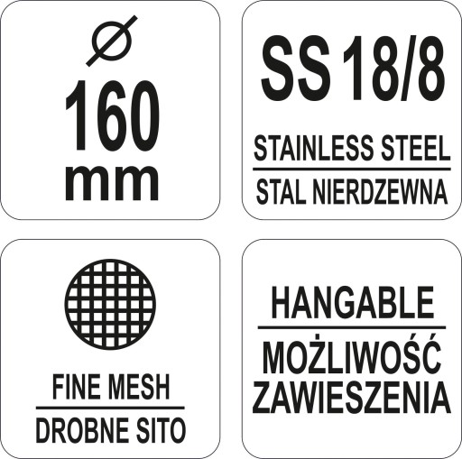 Sitko YATO, husté, nerezové, cedník, cedník, 16 cm