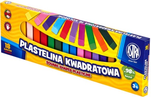 Plastelína štvorcová 18 farieb ASTRA 83814904
