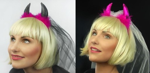Slepačí párty závoj modely Devil's Horns