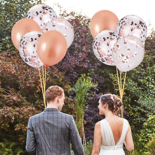 BALÓNKY Z RUŽOVÉHO ZLATA Metalíza -- 30 cm -- 25 ks