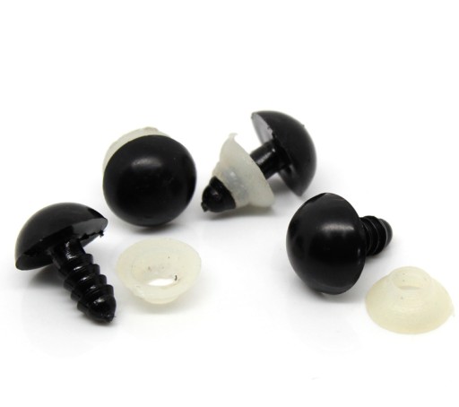 Oči: bezpečné očká pre maskotov, 12 mm, čierne