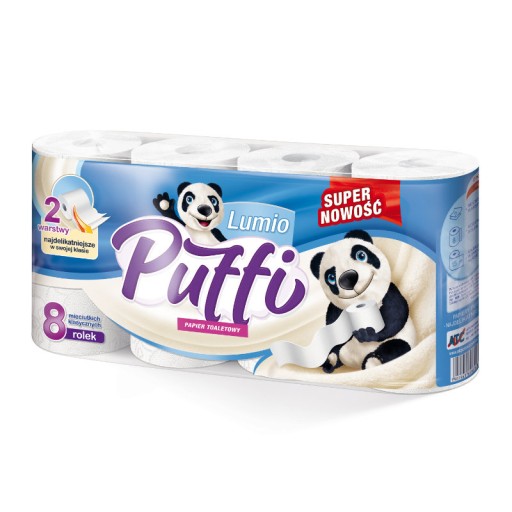 PUFFI BIELY TOALETNÝ PAPIER CELULÓZOVÝ 15M 2W 8KS