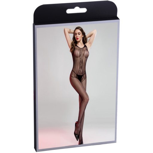 Bodystocking s kvetinovým vzorom, sieťované pančuchy S/L