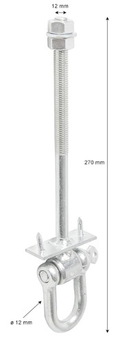HÁČKOVÁ MONTÁŽ HÝJDAČKY S SHAKEL + ČEPY M12 270 mm