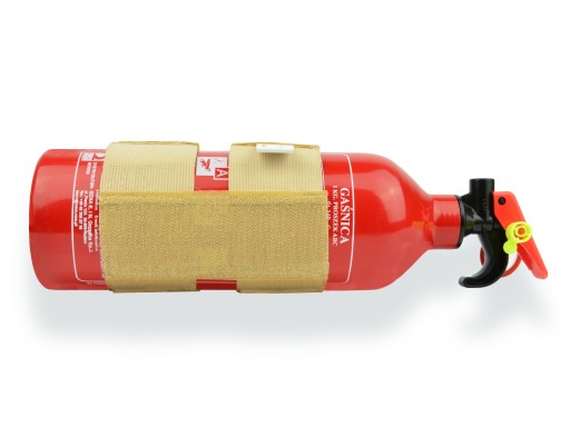 BÉŽOVÝ DRŽIAK NA HASIACI PRÍSTROJ NA KUF S PÁSKOM NA VELCRO