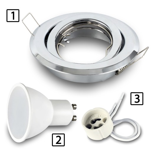 SET Pohyblivé halogénové svietidlo CHROME + GU10 7W neutrálna LED žiarovka