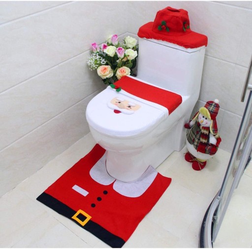 Vianočný kúpeľňový set s WC krytom Santa Claus