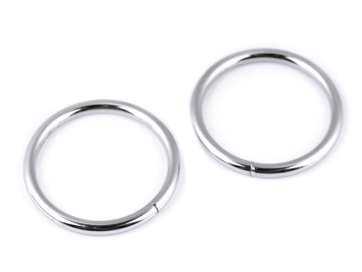 Kovový kožený prsteň 30 mm, strieborný