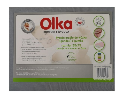 Plachta na kočík OLKA Jersey LUX 35x75 šedá