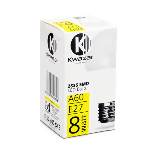 LED žiarovka 2835 SMD E27 8W=65W 640lm A60 STUDENÁ