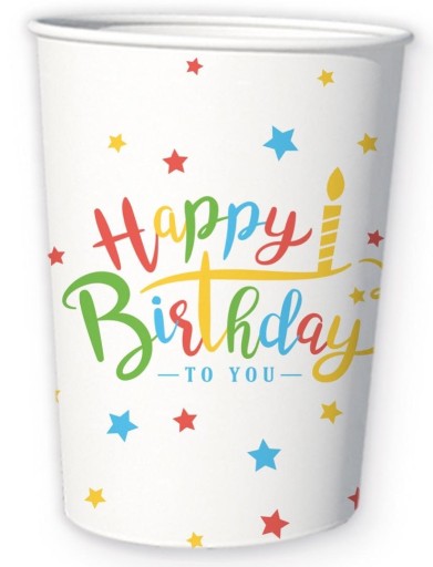 HAPPY BIRTHDAY papierové poháre pre ročné dieťa, 6 ks